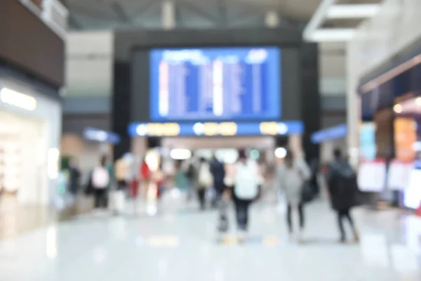 Blurred Crowd People Passengers Looking Airport Flight Schedule Interior International — Fotografia de Stock