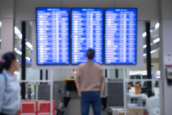 Abstract Blurred Man Checking Flight International Airport Travel Weekends — Fotografia de Stock