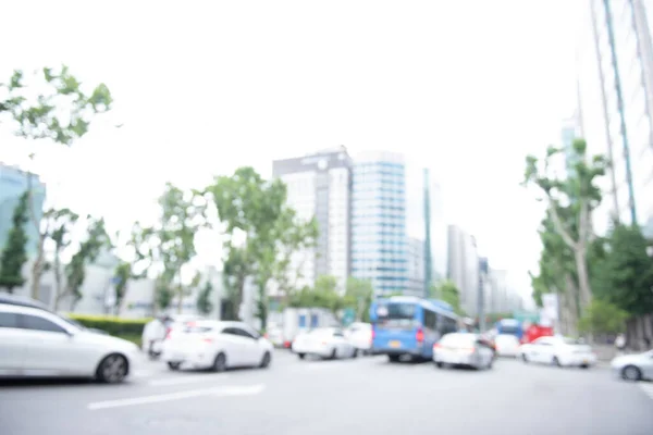 Звільнення Від Автобусів Автомобілів Рух Дорозі Місті Корея Використовують Заднього — стокове фото