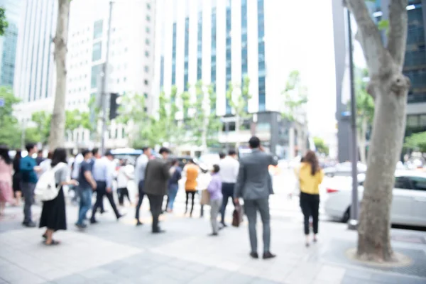 Blurred Background Anonymous People Businessman Walking Pedestrian Waiting Traffic Light — Photo