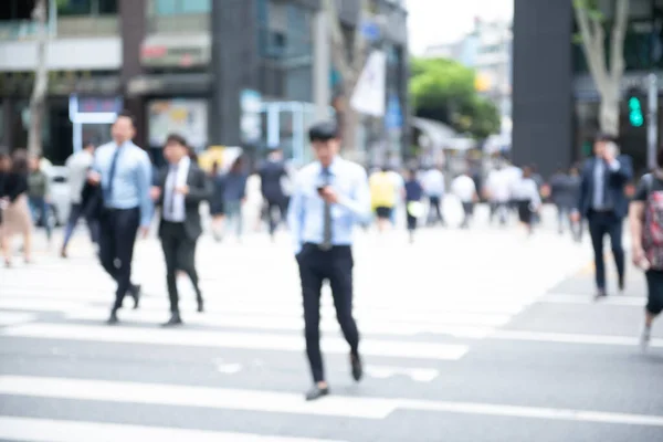 Blurred Background Anonymous People Businessman Walking Pedestrian Waiting Traffic Light — Photo