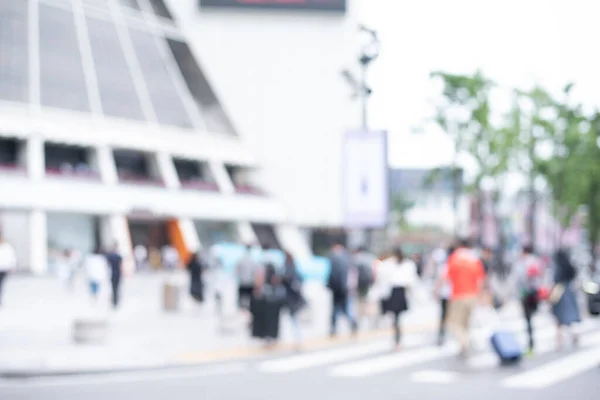 Blurred Background Crowd People Crossing Road Front Shopping Center City — Photo