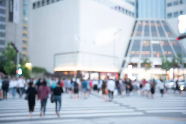 Blurred Background People Crowd Travelers Walking Crossing Street Zebra Crossing — Photo