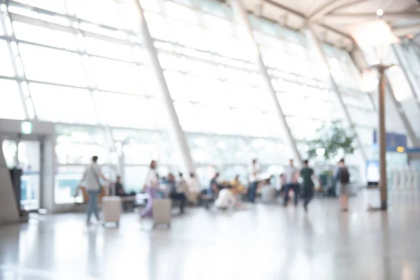 Blurred Background People Passengers Baggages Suitcase Walking Airport Terminal — Fotografia de Stock