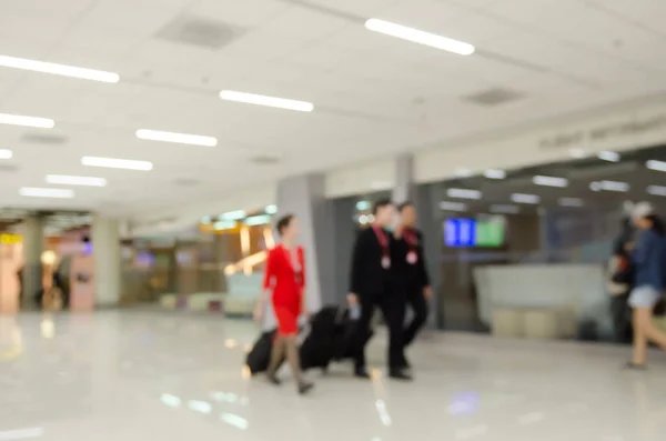 Abstract Background Blurred Image Stewards Stewradesses Suitcases Walking Passenger Terminal — Fotografia de Stock