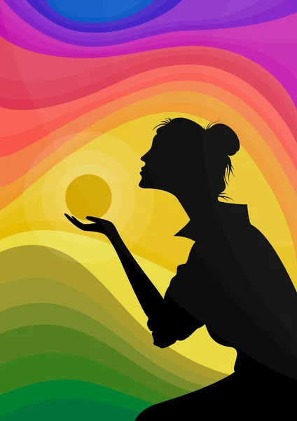 canlı günbatımı önünde kadın silueti