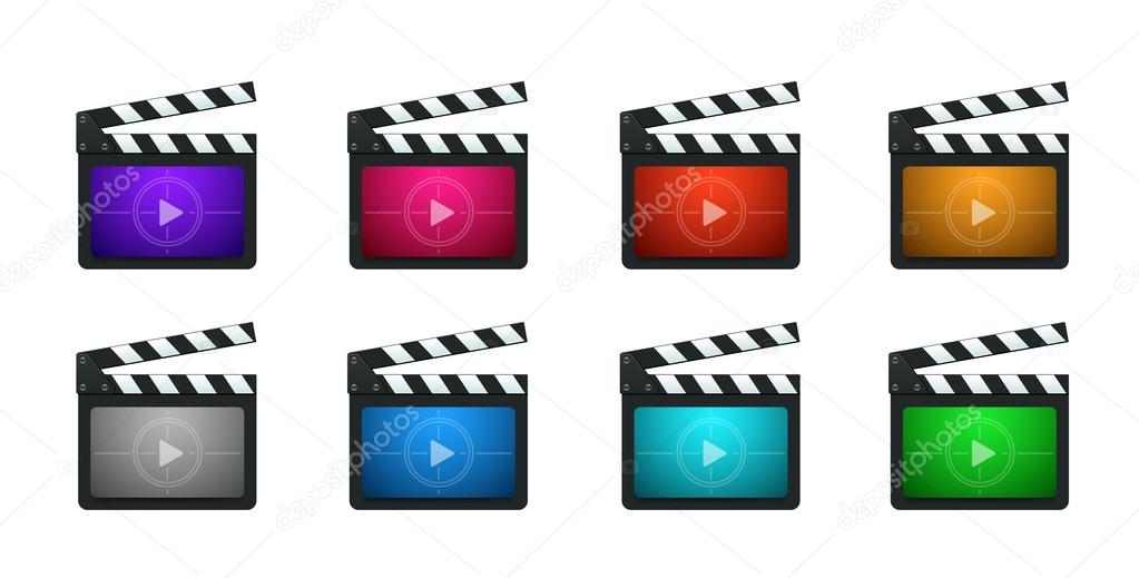 Vector Movie Production Clapboard Icons