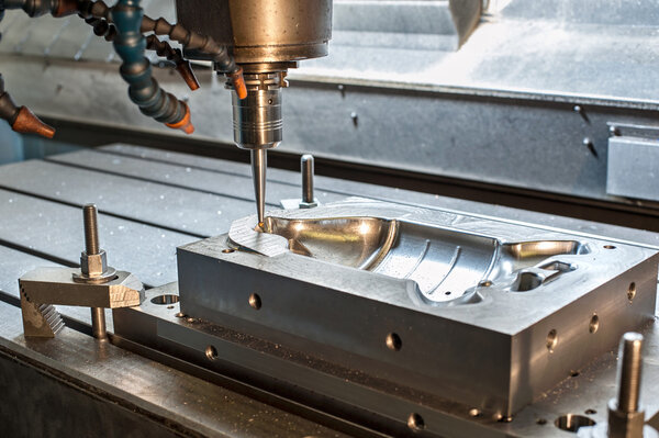 Industrial metal mold milling. Metalworking.