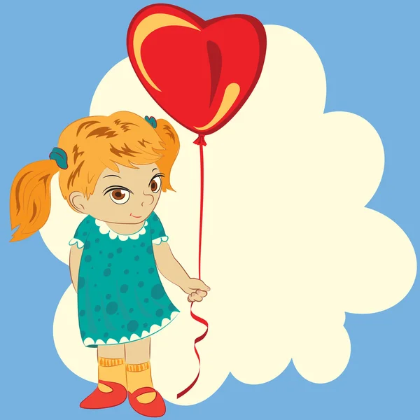 Chica con globo — Vector de stock