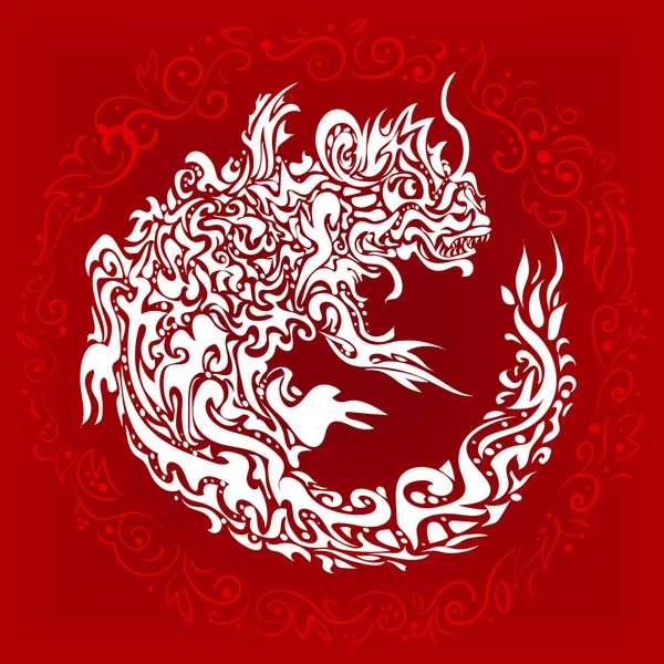 Tatuagem de dragão torcido estilizado — Vetor de Stock