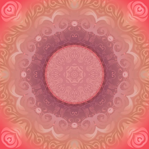 Ornement en dentelle et roses abstraites — Image vectorielle