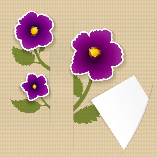 Greeting paper card with flower and ribbon for text second — Stockfoto