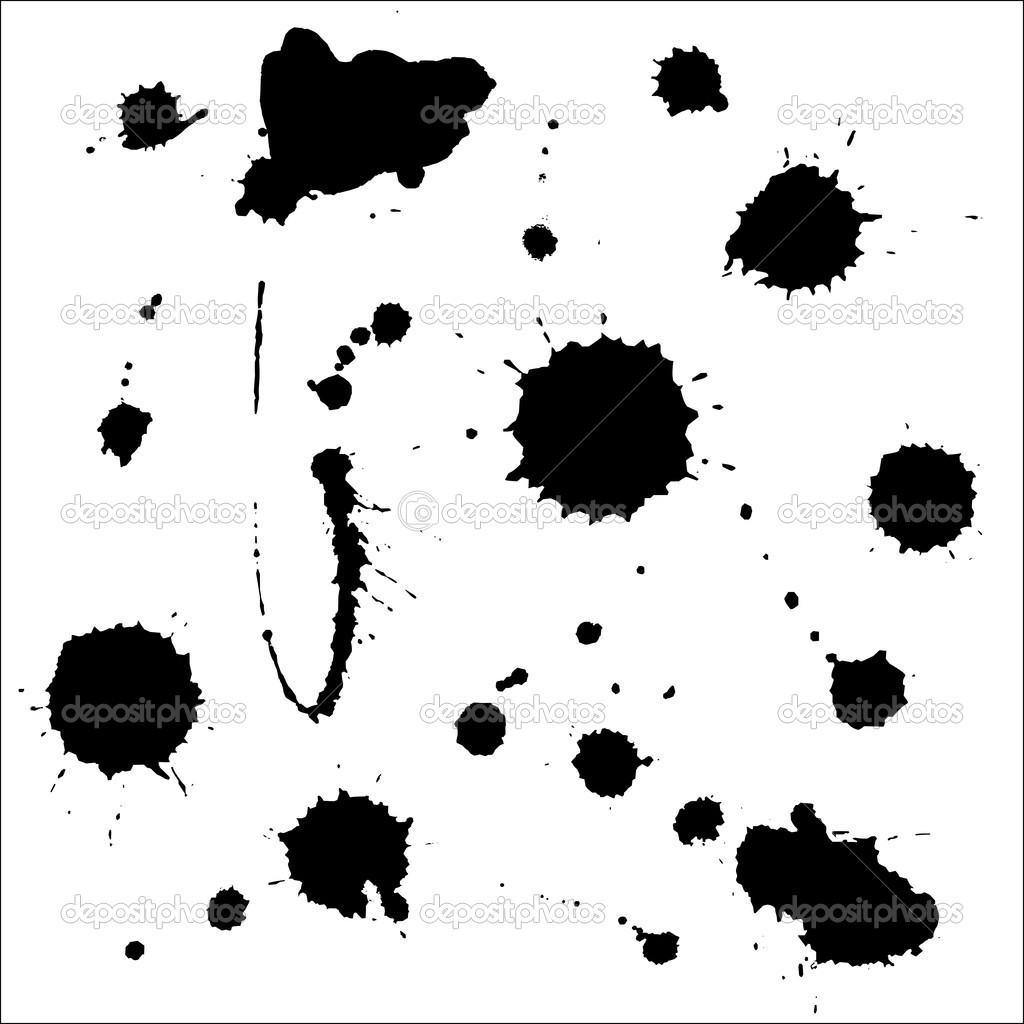 Set collection of Ink blot isolated on white background