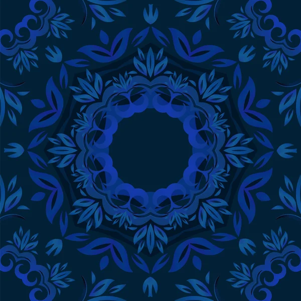 Fondo floral azul abstracto con patrón vectorial redondo — Vector de stock