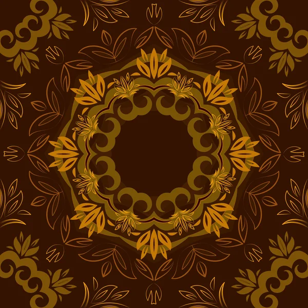 Abstracte bruine floral achtergrond met ronde vector patroon — Stockvector