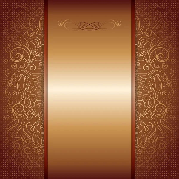 Bruin met goud damast patroon Koninklijke uitnodigingskaart — Stockvector