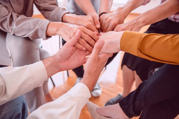 Group People Holding Hands Together Office — Stock Photo, Image