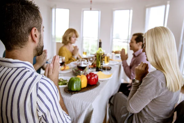 Cheerful Multiethnic Friends Having Festive Dinner Enjoying Celebrating Holiday Together — Stock Photo, Image