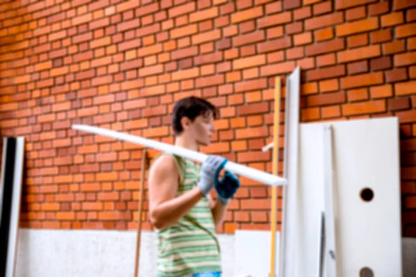 Young Man Moving New Apartment Man Relocating New Rental Home — Stock Photo, Image