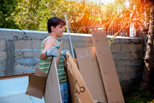 Young Man Moving New Apartment Man Relocating New Rental Home — Stock Photo, Image