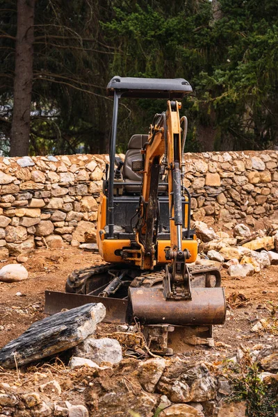 Crawler Excavator Standing Stone — Stock Photo, Image