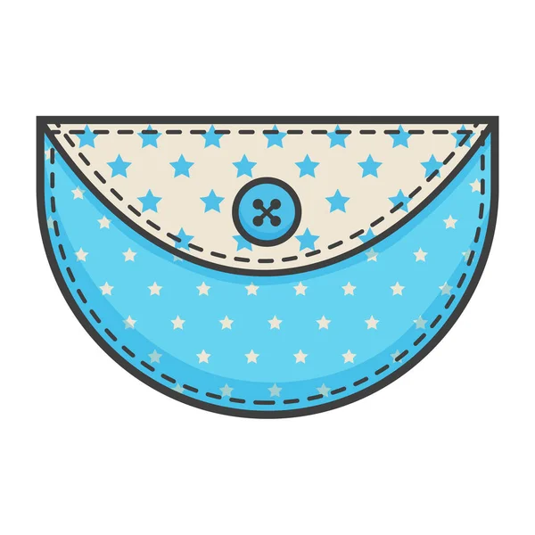 Patch de bolso pontilhado azul. Elemento para roupas de estilo casual, vestidos e camisas. Ilustração vetorial de cores. — Vetor de Stock