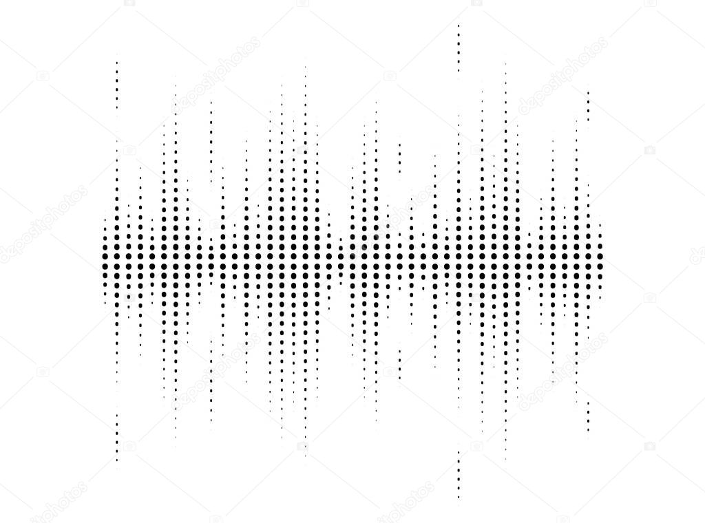 Abstract dotted equaliser. Vertical dots. Vector illustration of a graphic eq isolated on black background