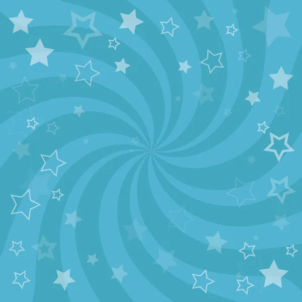 Blue swirl background with stars. Radial twisted spiral. Vector illustration. — Stock Vector