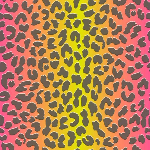 Modello senza cuciture leopardo al neon. Luminoso sfondo colorato macchiato. Stampa animale vettoriale. — Vettoriale Stock
