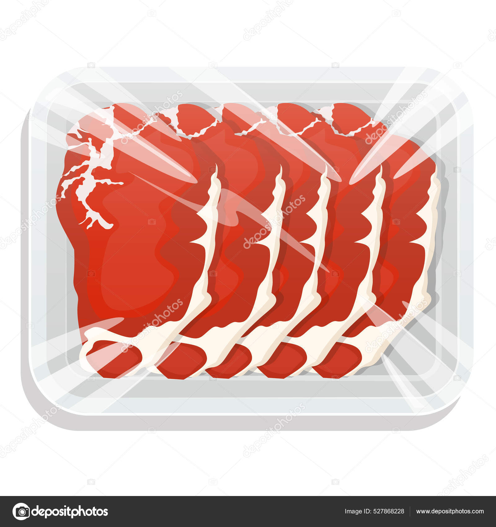 新鮮な肉だ ステーキだ 真空パックに肉の一片 プラスチック製のトレイに豚肉と牛肉 ベクターイラスト 無料のストックベクター C Chorna L