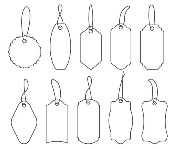 Preisschilder. Set von Symbolen für Verkauf oder Gepäck. Vector outline vintage labels illustration isoliert auf weißem Hintergrund — Stockvektor