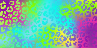 Neon leopard pattern. Rainbow-colored spotted background. Vector animal print. Wallpaper clipart