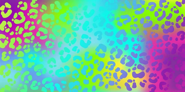 Patrón de leopardo de neón. Fondo manchado de color arco iris. Vector animal print. Fondos de pantalla — Vector de stock