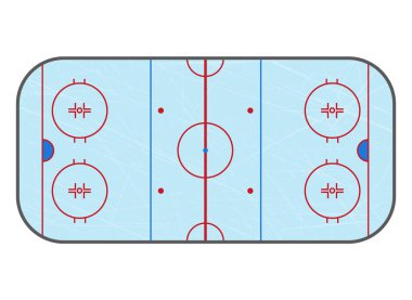 Buz hokeyi sahası. Çiziklerle dolu en iyi manzara sahası. Mavi buz dokusu. Vektör illüstrasyonu