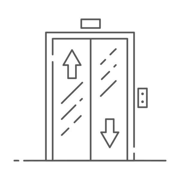 Fahrstuhlsymbol. Illustration der Umrisse heben. Innenraum der Hotellobby. Vektor — Stockvektor