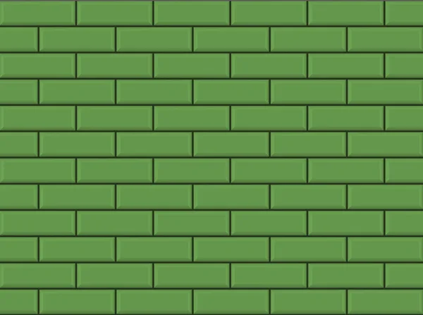 Subway tile pattern. Metro green ceramic bricks background. Vector realistic illustration. — Vettoriale Stock