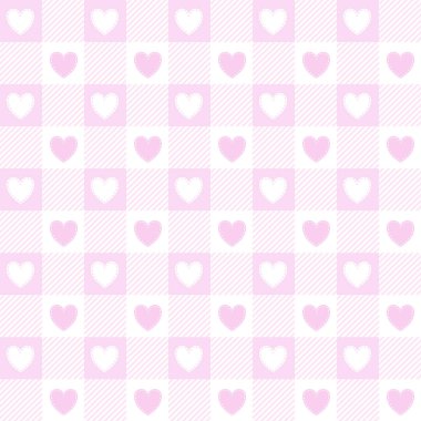 Sevgililer günü, pamuklu kumaş. Kalpleri olan pembe bir arka plan. Vektör.