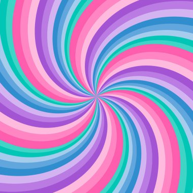 Gökkuşağı kıvrımlı arka plan. Çarpık spiral gökkuşağının radikal gradyanı. Vektör illüstrasyonu.