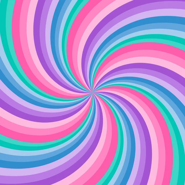 虹の渦の背景。ねじれた螺旋の放射状のグラデーション虹。ベクターイラスト. — ストックベクタ