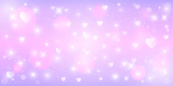 Fondo de fantasía. Patrón en colores pastel. Cielo rosado con estrellas y corazones. Vector — Vector de stock