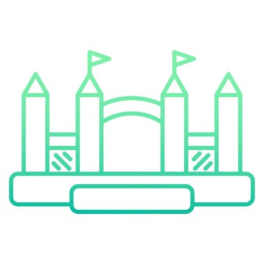 Şişme kale gradyan ana hatları simgesi. Çocuk parkında şişme ev. Vektör logosu EPS 10