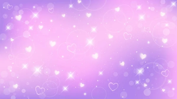 Fantasy háttér. Pasztell színű minta. Rózsaszín ég csillagokkal és szívekkel. Vektor — Stock Vector