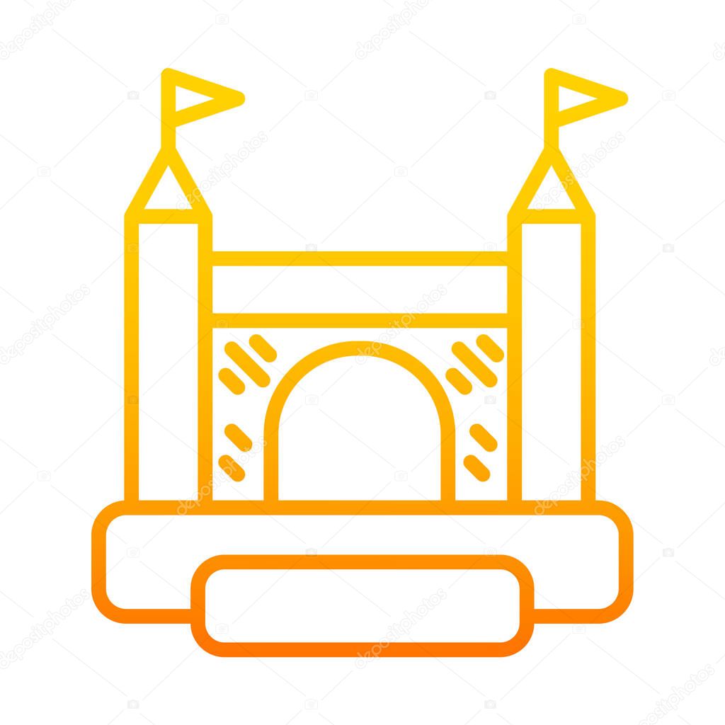 Bouncy castle gradient outline icon. Jumping inflatable house on kids playground. Vector logo EPS 10.