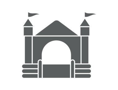 Şişme şato. Çocuk parkı için kule ve ekipman. Atlama işareti. Glyph vektör siluet simgesi