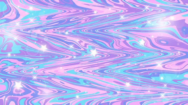 Marmurowe jednorożce abstrakcyjne tło. Ciekły niebieski i różowy akwarela tekstura z gwiazd. Wektor falisty ilustracja. — Wektor stockowy