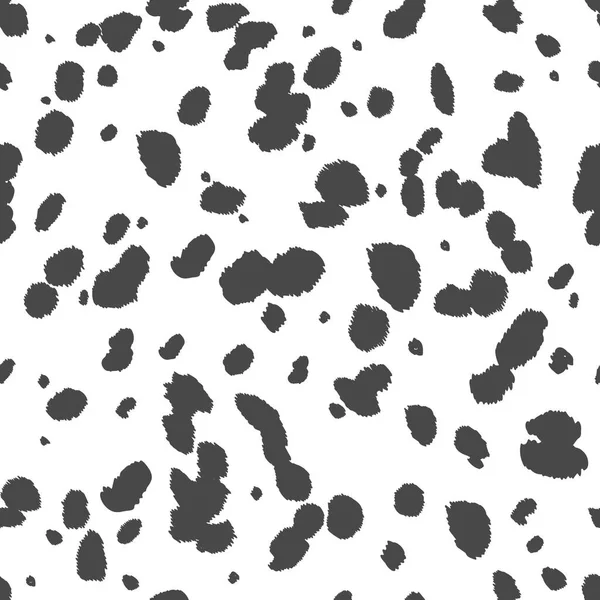 Далматинский Бесшовный Рисунок Отпечаток Кожи Животных Пёс Корова Черные Точки — стоковый вектор
