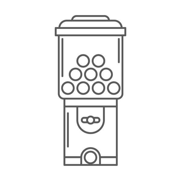 Gumball machine lijn pictogram. Retro-automaat voor snoepjes en kauwgom. Sweets slot vector illustratie geïsoleerd op witte achtergrond — Stockvector