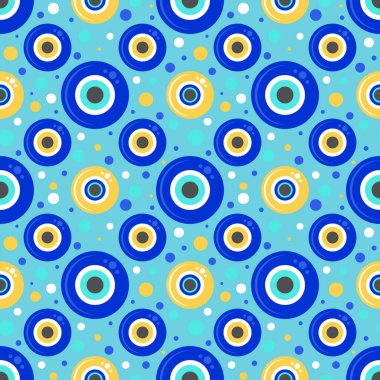 Kem göz kusursuz desen. Türkiye ve Yunanistan 'da koruma sembolü. Geçmişi mavi nazar tılsımlarıyla dolu. Vektör tılsımı