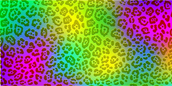 Neon Leopardenmuster Regenbogenfarbener Getupfter Hintergrund Vektor Animal Print Tapete — Stockvektor