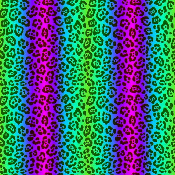 尼昂豹无缝图案 色彩斑斓的背景 病媒彩虹动物指纹 — 图库矢量图片